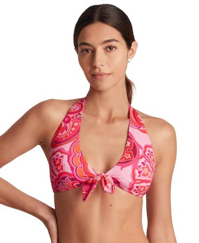 Lauren Ralph Lauren Bikini Top Women's 6 Provence Paisley Tie-Front V-Neck TLW27