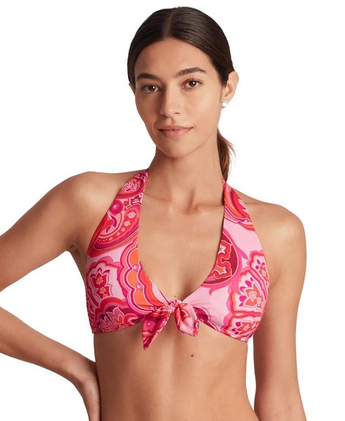 Lauren Ralph Lauren Bikini Top Women's 6 Provence Paisley Tie-Front V-Neck TLW27