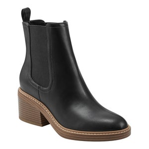 Marc Fisher Modesty Boots Women's US 8 Black Faux Leather Almond Toe TZP201