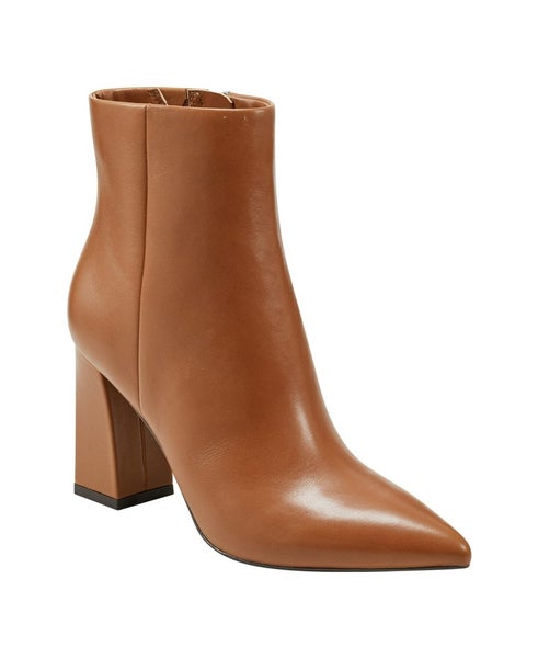 Marc Fisher Gritana Women's US 9 Brown Leather Block Heel Dress Bootie TZP173