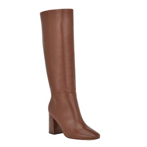 Calvin Klein Arista Boots Women's US 5 Brown Leather Block Heel Knee-High TZP210