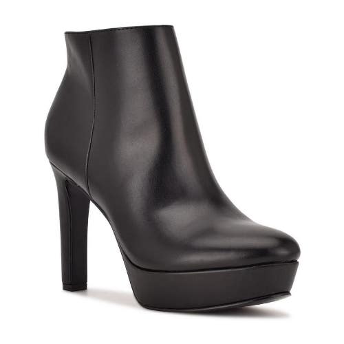 Nine West GlowUp 3 Boots Women's US 8 Black Faux Leather Platform Bootie TZP174