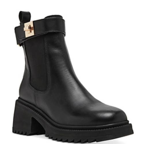 Steve Madden Gates Boots Women's US 8 Black Leather Block Heel Bootie TZP203