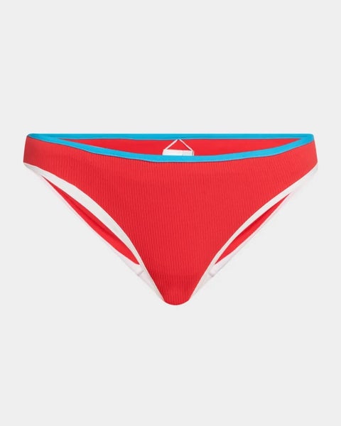 Seafolly Contrast-Trim Bikini Bottoms Women's 4 Flame Hipster Swimwear TLW31