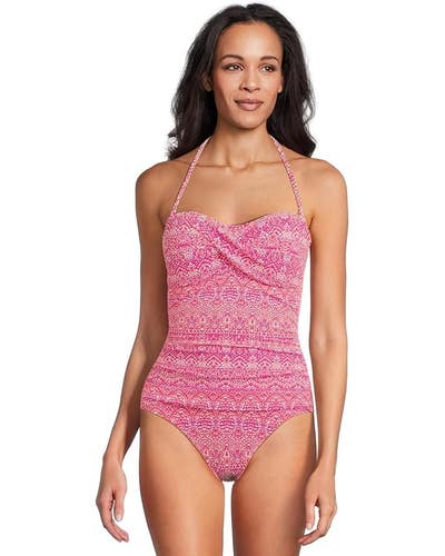Tommy Bahama Island Cays Point Bandeau 1 Pc Women's 8 Pink Maui Swimsuits TLW18