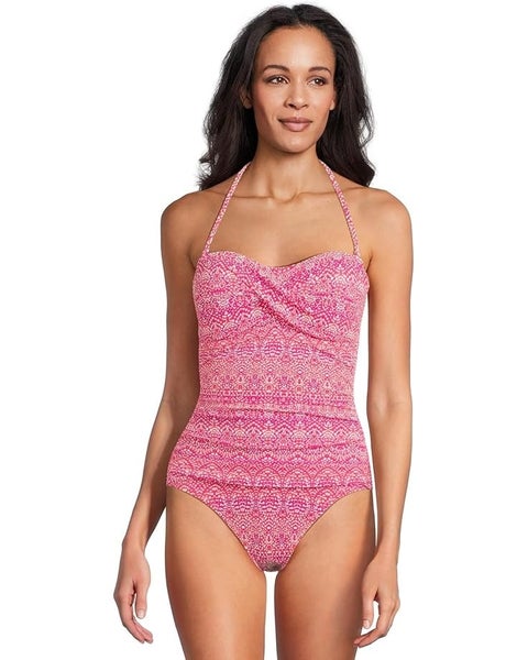Tommy Bahama Island Cays Point Bandeau 1 Pc Women's 8 Pink Maui Swimsuits TLW18