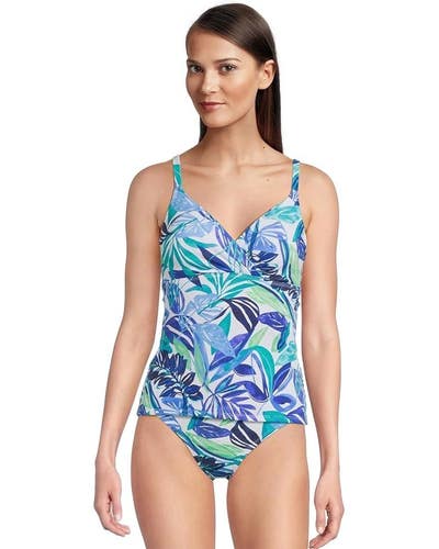 Tommy Bahama Island Cays Marina Uw Tankini Women's M Glass Blue Swimwear TLW40