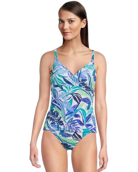 Tommy Bahama Island Cays Marina Uw Tankini Women's M Glass Blue Swimwear TLW40