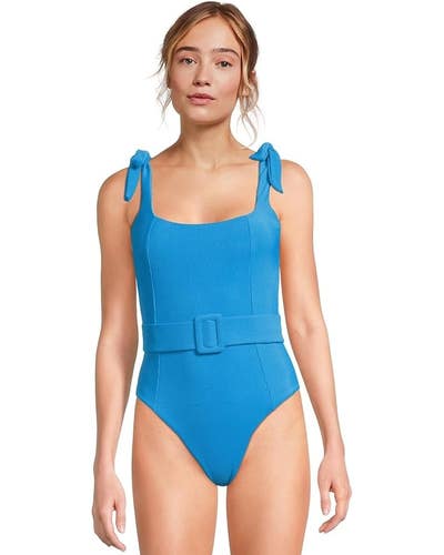 Beach Riot Sydney One-Piece Women's Large Riviera Blue Stretch Swimsuits TLW22