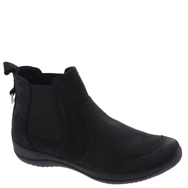 Earth Faine Boots Women's US 9.5 Black Round Toe Nubuck Leather Slip-On TZP169