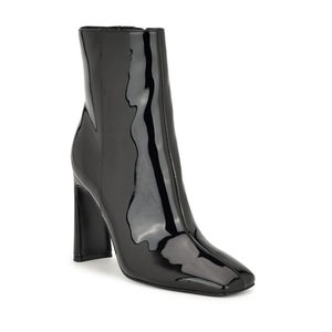 Nine West Tiddo Boots Womens US 8 Black Patent Leather Ankle Dress Bootie TZP176