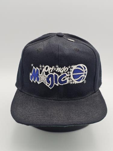Vintage Orlando Magic NBA Sports Black Dome Wool Blend Motion Logo Hat Snapback