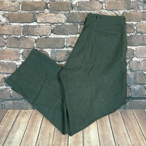 Vintage Sanforized Genuine Boat Sail Cloth Drill Green Heavy Wool Pants Sz 34x29