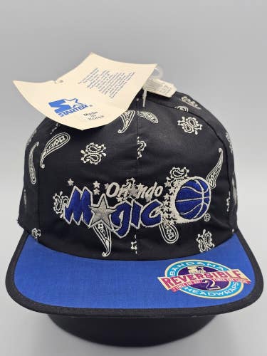 NEW Vintage Rare Orlando Magic NBA Starter Bandana Reversible Sports Srap Hat