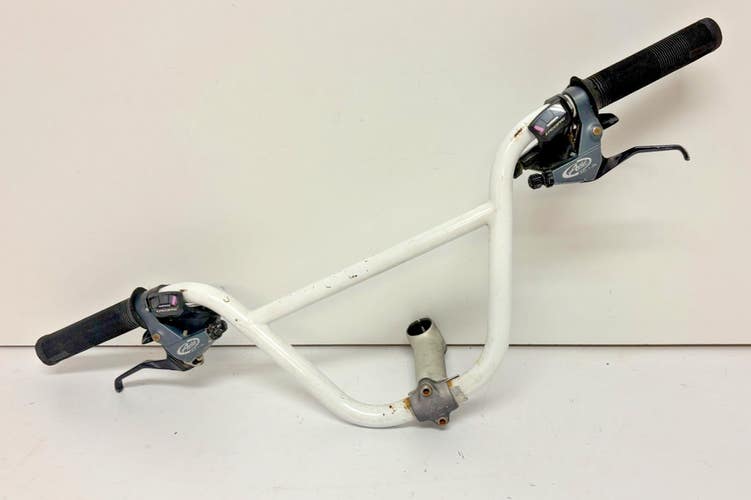 White 30" BMX Handlebar Shimano Deore SL-M590 3x9 Shifters Avid Brake Levers ++