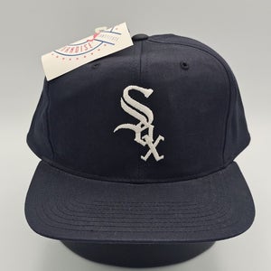 NEW Vintage White Sox 1990s MLB Sports Black Twill Plain Logo Hat Cap Snapback