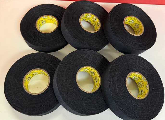 Hockey Tape Black 1” Cloth  (6-Pack Special)