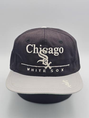 Vintage Chicago White Sox MLB Baseball Sports Black Twill Hat Cap Vtg Snapback