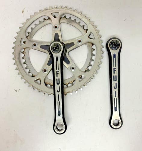 Vintage Fuji/Sugino 170mm 52/42 Black Aluminum Road Bike Crankset +Dust Caps