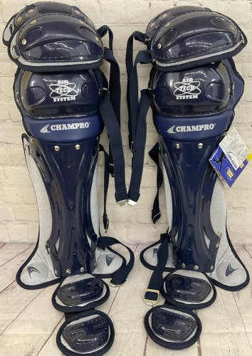 Champro Sports Catchers Shin Guard Protective Baseball Equipment Air Tech Blue