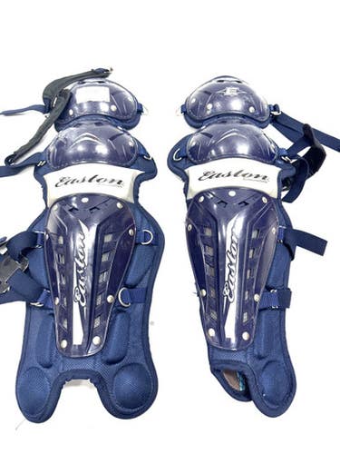 Used Easton SHIN GUARDS Catchers Leg Guards Navy Blue Intermed 11860-S000299653