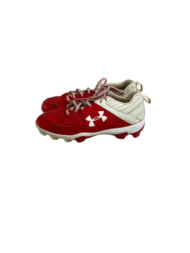 Used Under Armour Leadoff Jr 6 Red and White Baseball Cleats 11692-S000143038