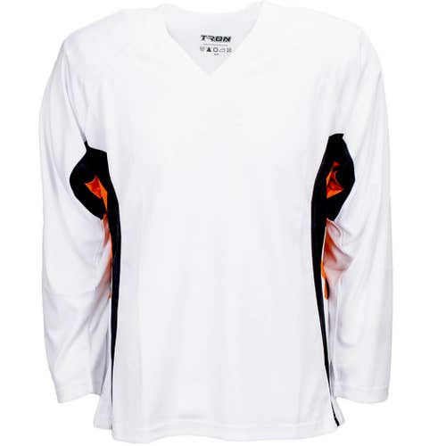 Hockey practice jersey Senior Adult size Large WHITE (with black and orange)