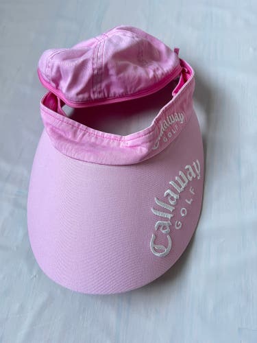 Women's Golf Sun Visor Hat Removable crown Adjustable velcro Embroidery Pink