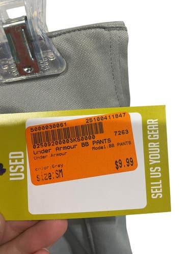Used Under Armour BB PANTS BB/SB Pant Boys Grey SM 11847-S000030061