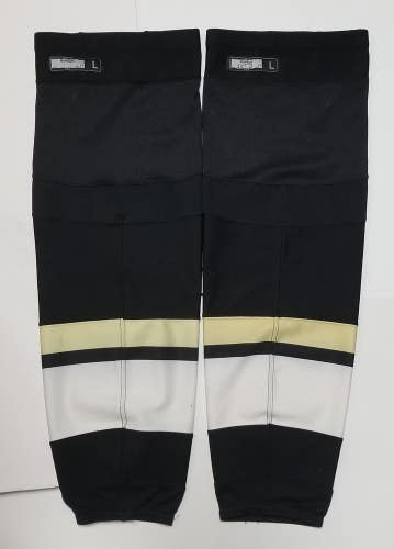 PITTSBURGH PENGUINS Black w/ Vegas Gold REEBOK Pro Hockey Game Socks Large