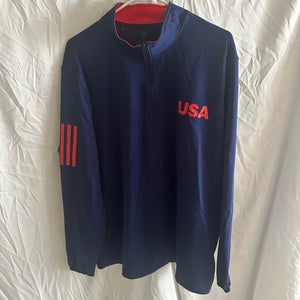 Adidas Mens XL 1/4 Zip Hoodie Blue and Red