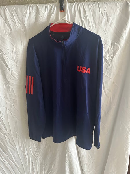 Adidas Mens XL 1/4 Zip Hoodie Blue and Red