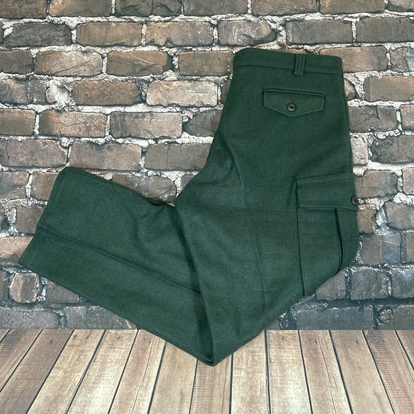 CODET Vintage Green Wool Hunting Pants Mens 38"x31 Outdoor Heavy Work CANADA