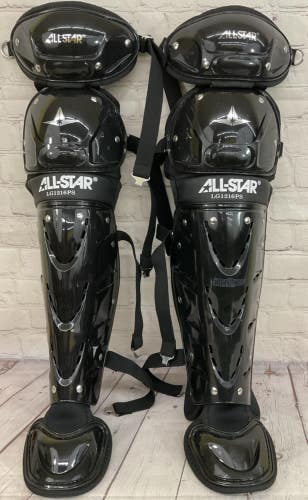 Allstar Players Series Intermediate Catchers Leg Guards Ventilated Shell Black