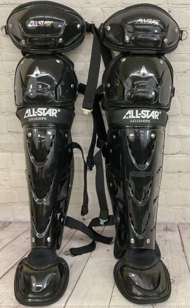 Allstar Players Series Intermediate Catchers Leg Guards Ventilated Shell Black