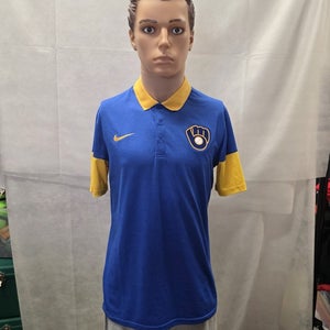 NWT Milwaukee Brewers Nike BSBL Polo M MLB