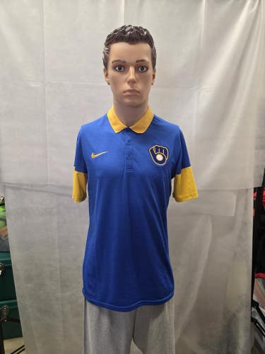 NWT Milwaukee Brewers Nike BSBL Polo M MLB