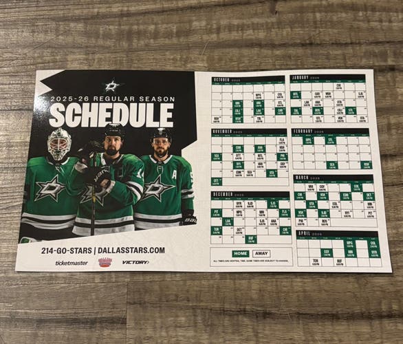 Dallas Stars NHL 2025 2026 Magnetic Schedule