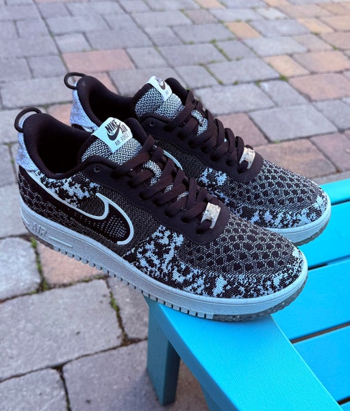 Men's Nike Air Force 1 Low "Crater Flyknit"Sneakers Black White Melange US Sz 11