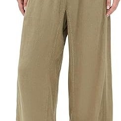 Free People Days End Linen Pull On Ankle Pants Womens 11 Caiman Wide Leg TLW111