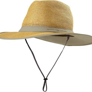 Outdoor Research Papyrus Safari Sun Hat Unisex Large Khaki Straw Wide Brim TLW98