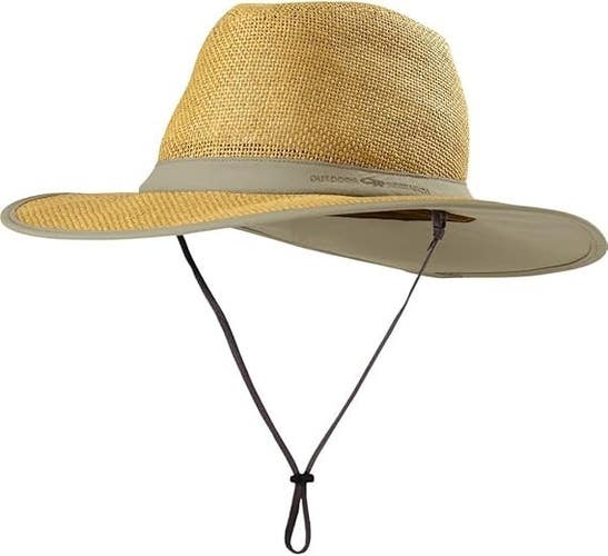 Outdoor Research Papyrus Safari Sun Hat Unisex Large Khaki Straw Wide Brim TLW98