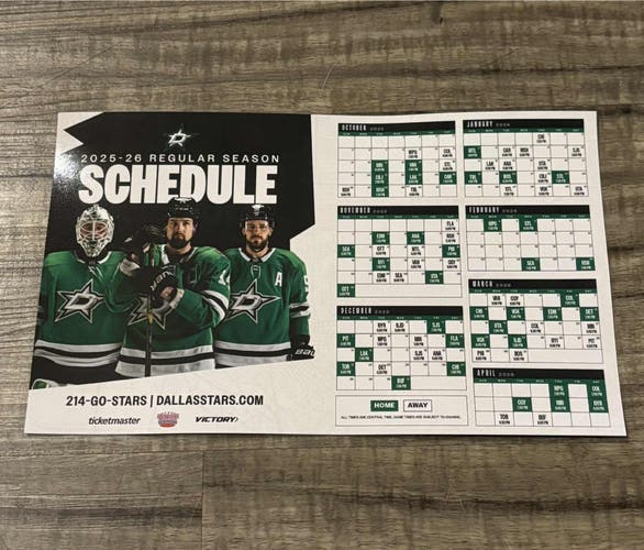 Dallas Stars NHL 2025 2026 Magnetic Schedule
