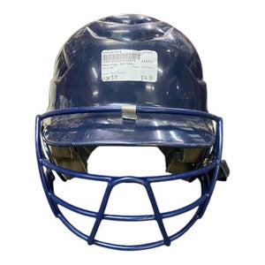 Used Rawlings SOFTBALL Batting Helmet w/Mask Navy Blue S/M 11375-S000367076
