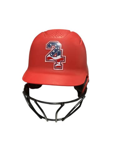 Used Evoshield EVOSHIELD RED HELMET Batting Helmet w/Mask Red One Size 11834-S000041748