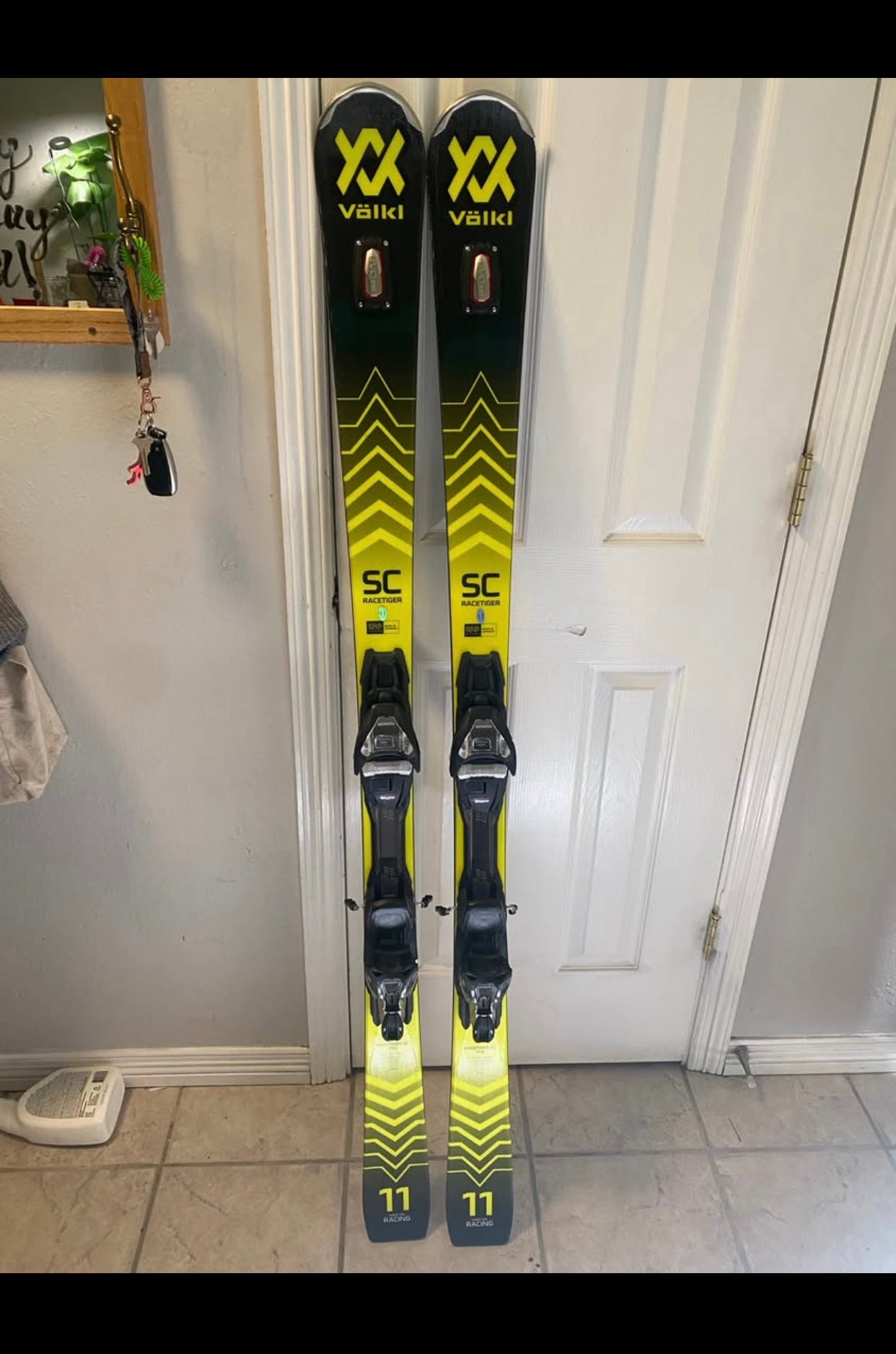 Used Volkl RaceTiger 145 SL race Skis with Marker 10's
