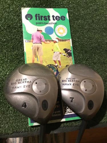 Callaway Great Big Bertha Hawkeye Woods Set (4W & 7W) Reg. & Firm UL Graphite
