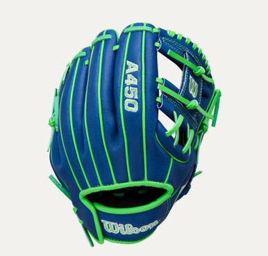 New A450 10.75IN RHT ROYAL/NEON GREEN GLOVE 11834-WILWBW1039771075