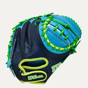 New 2025 FALL 33IN RHT CATCHER MITT NAVY/SKYBLU/NEON GRN A2000 11834-WILWBW10346533