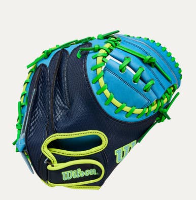 New 2025 FALL 33IN RHT CATCHER MITT NAVY/SKYBLU/NEON GRN A2000 11834-WILWBW10346533